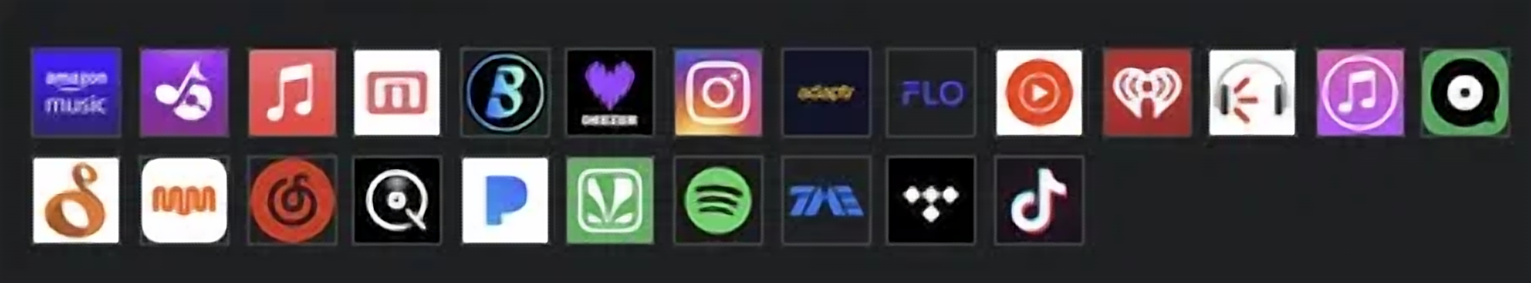 Logos der Streaming- und Social-Plattformen, auf denen Restrauschen verfügbar ist